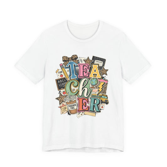 Teacher Colorful Collage Graphic Tee — Back to School Gift
