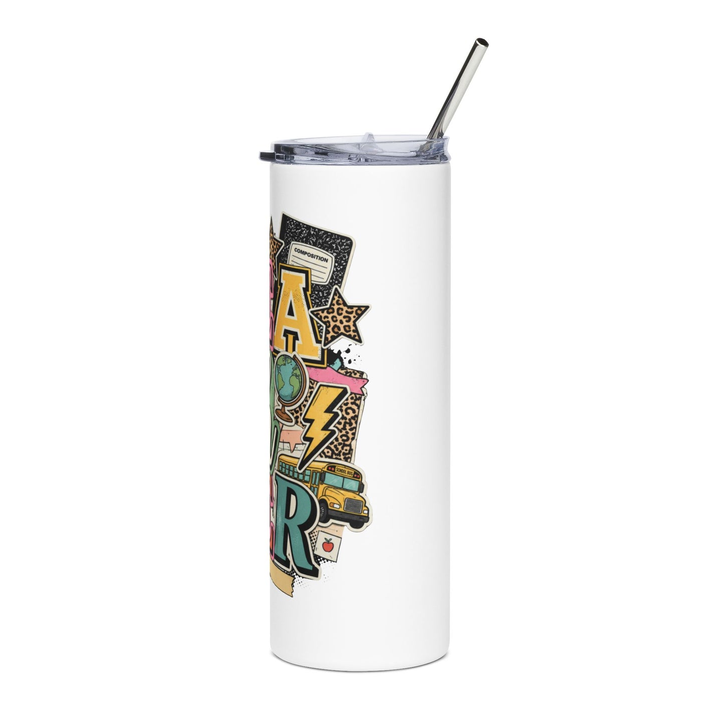 Teacher Coffee Tumbler – Colorful 'Teacher' Design, 20oz Stainless Steel Travel Cup