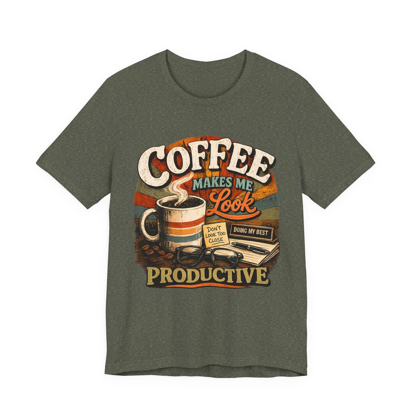 Coffee Makes Me Look Productive Funny Coffee T-Shirt | Cubicle Society Co.