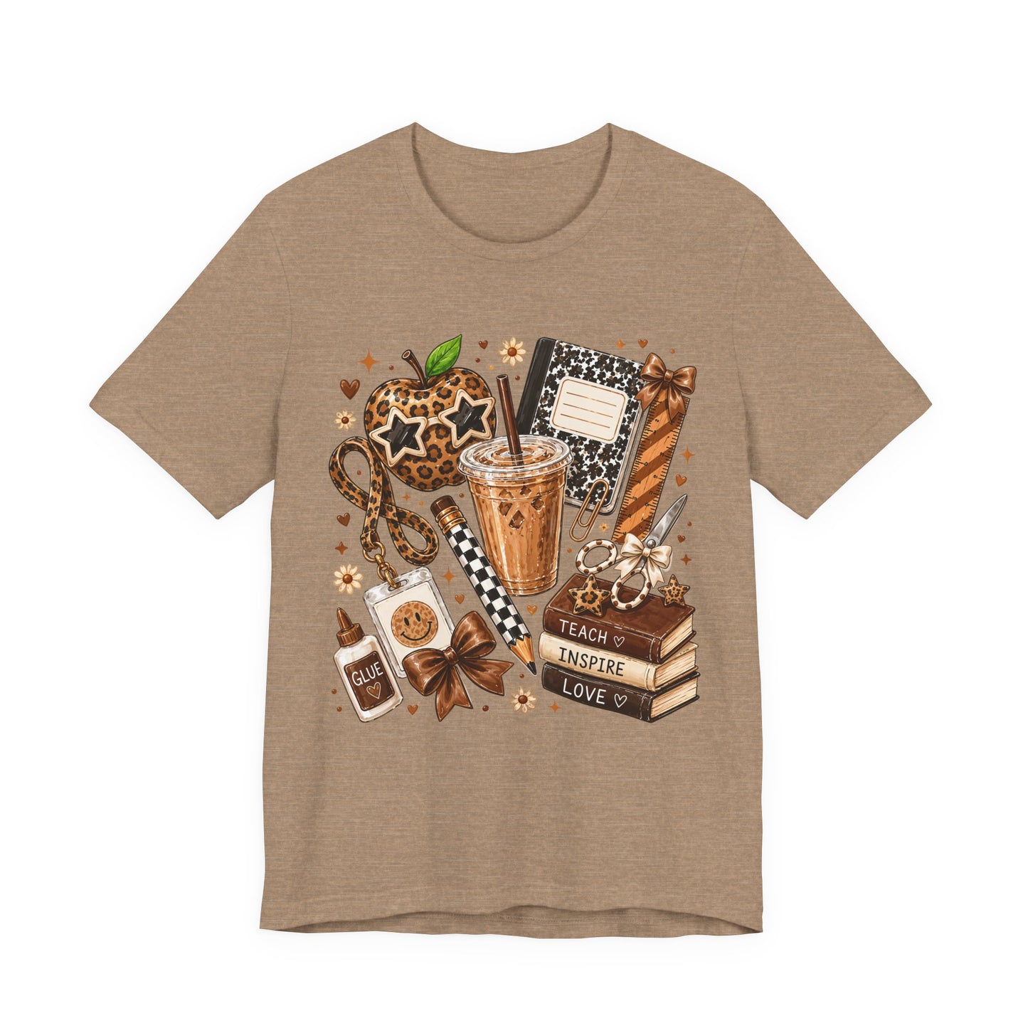 Teacher Shirt | Funny Teacher Gift | Teacher Coffee Shirt | Teach Inspire Love Tee | Elementary Teacher Gift | Cozy Teacher Graphic T-Shirt