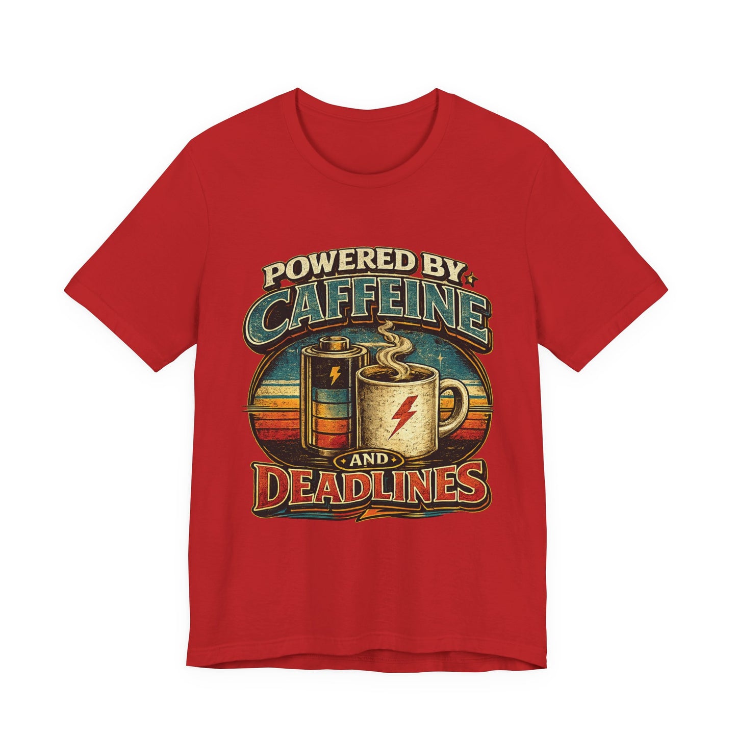 Powered by Caffeine & Deadlines | Retro Graphic Tee