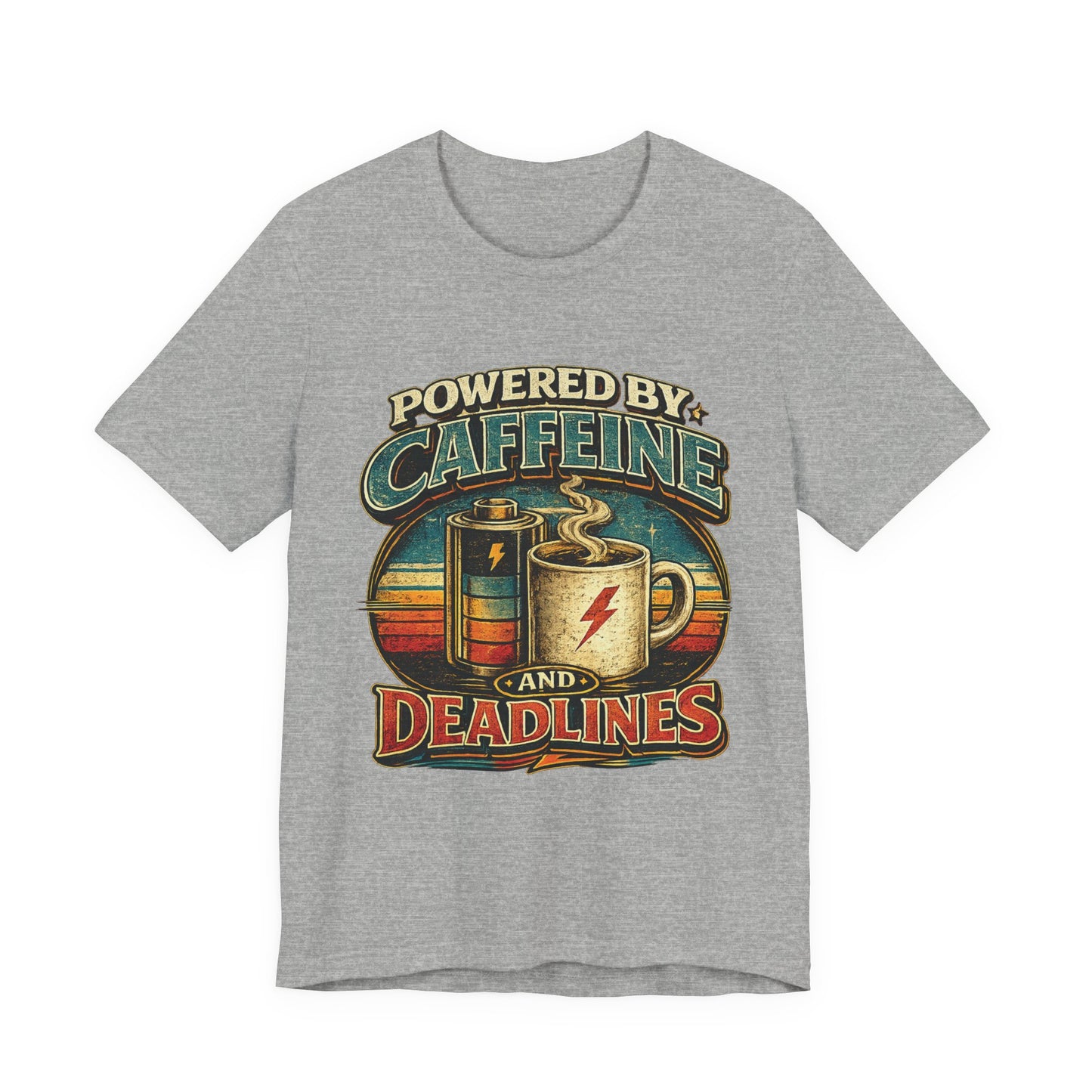 Powered by Caffeine & Deadlines | Retro Graphic Tee