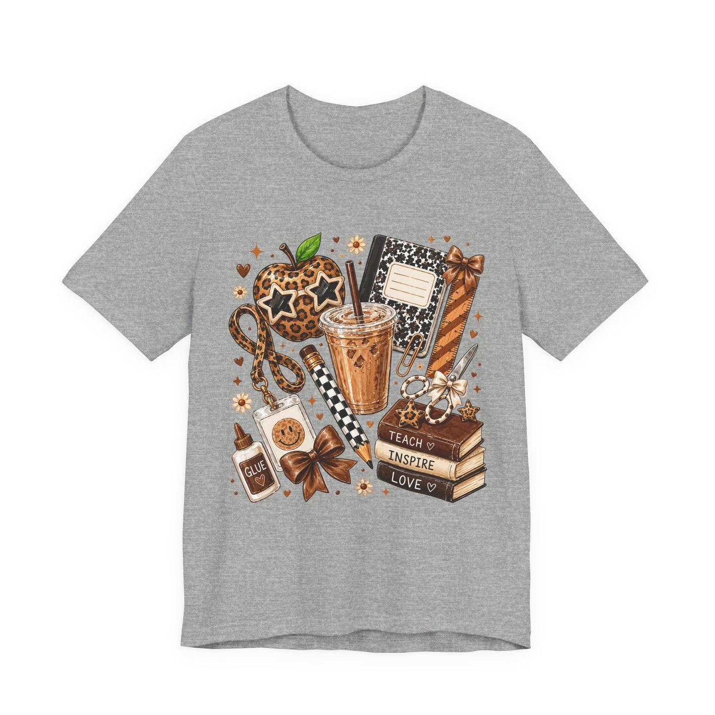 Teacher Shirt | Funny Teacher Gift | Teacher Coffee Shirt | Teach Inspire Love Tee | Elementary Teacher Gift | Cozy Teacher Graphic T-Shirt