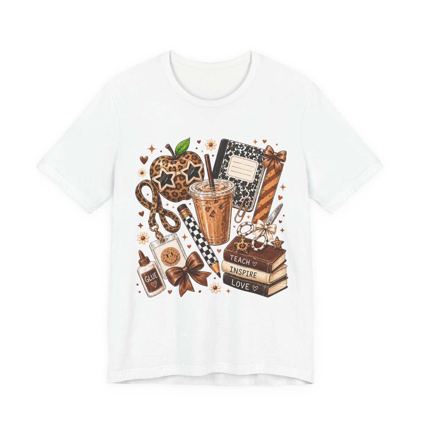 Teacher Shirt | Funny Teacher Gift | Teacher Coffee Shirt | Teach Inspire Love Tee | Elementary Teacher Gift | Cozy Teacher Graphic T-Shirt
