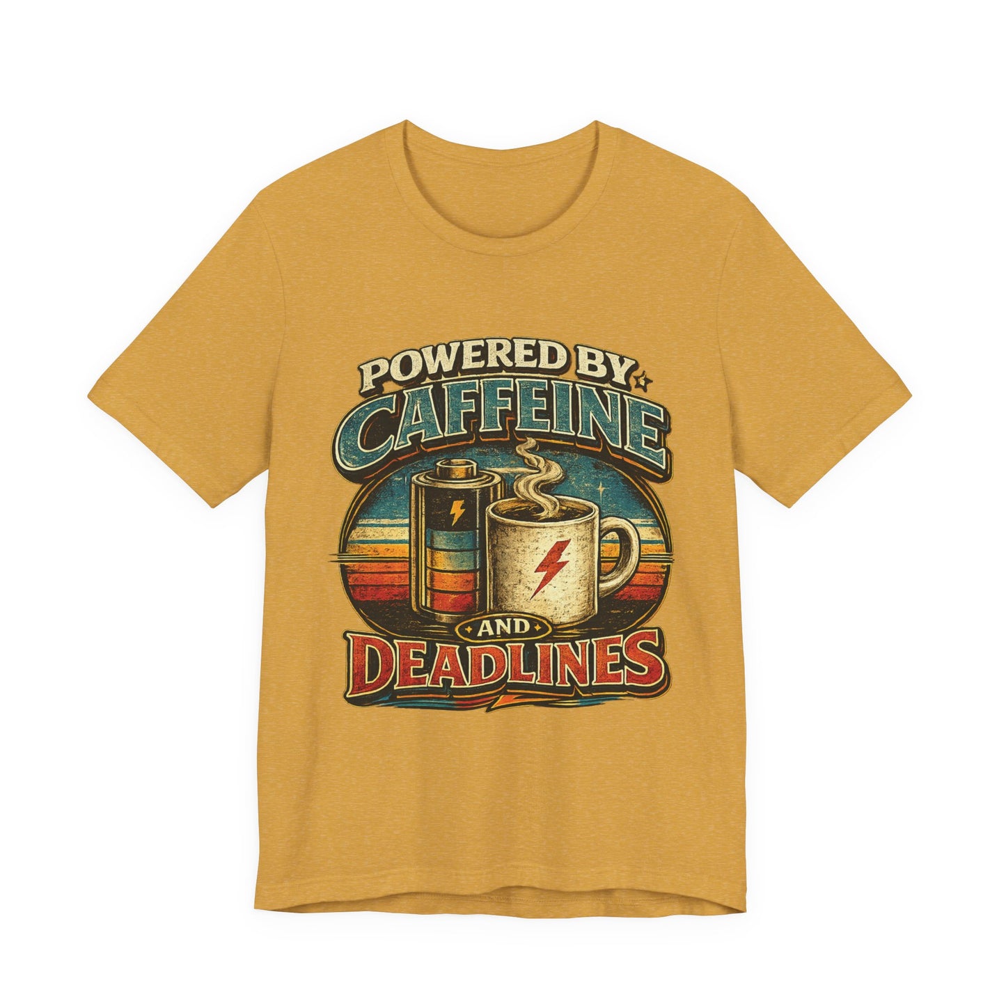 Powered by Caffeine & Deadlines | Retro Graphic Tee