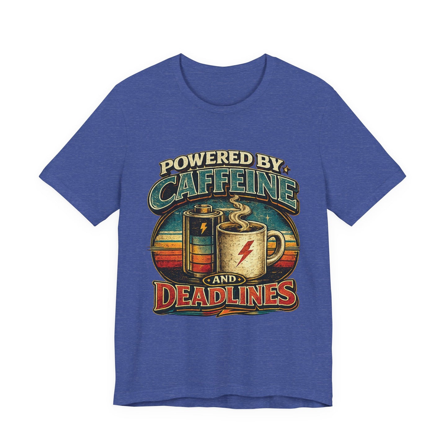Powered by Caffeine & Deadlines | Retro Graphic Tee
