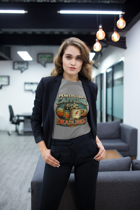Powered by Caffeine & Deadlines | Retro Graphic Tee